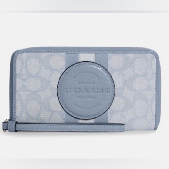 Coach Handbags - Coach Dempsey zip wallet- light blue